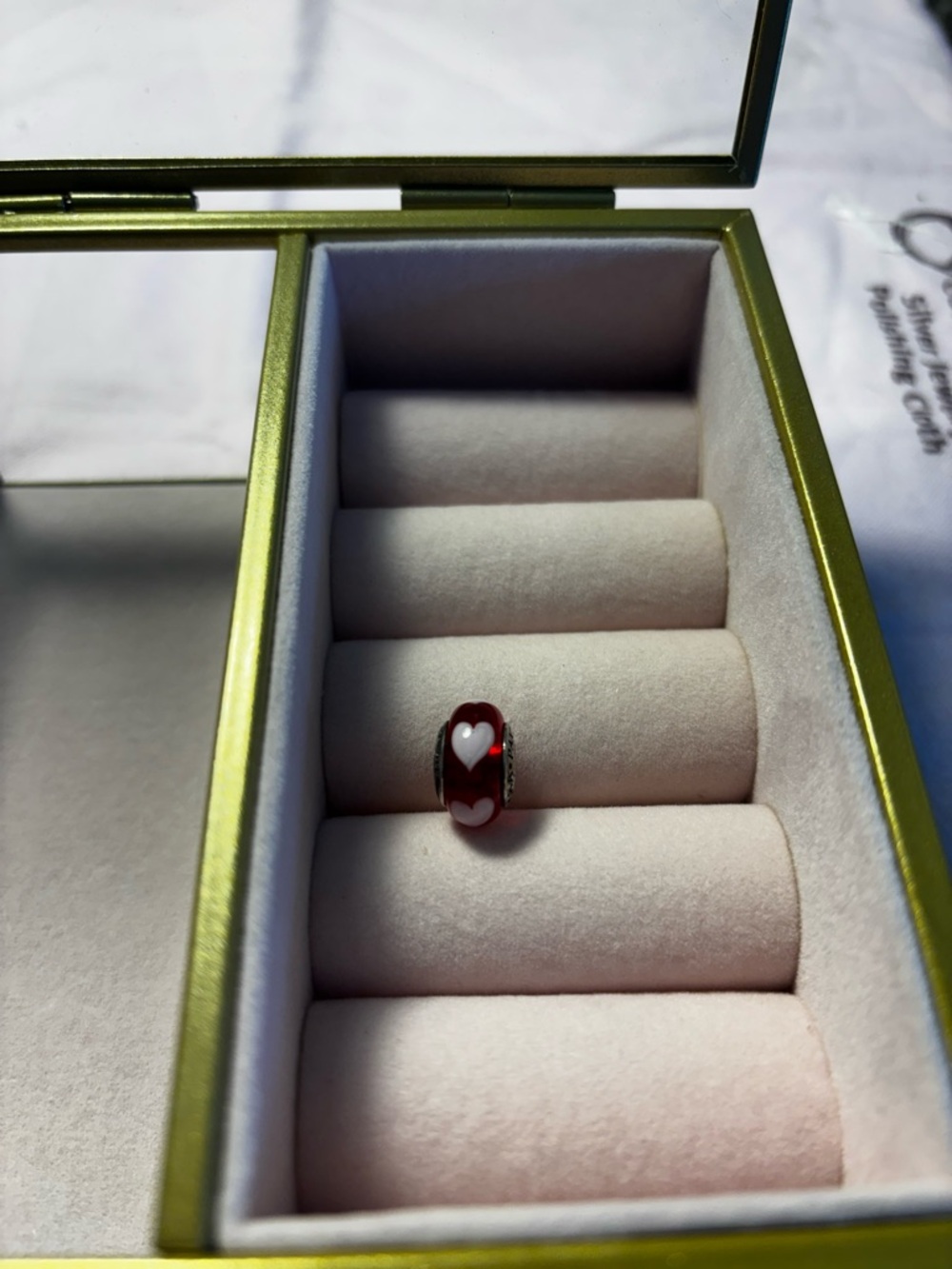 Pandora Red Glass Heart Charm Bead
